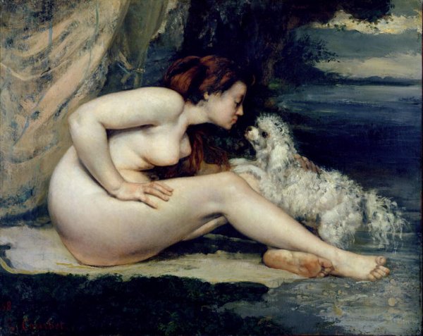 Female Nude with a Dog (Portrait of Leotine Renaude) 1861-62