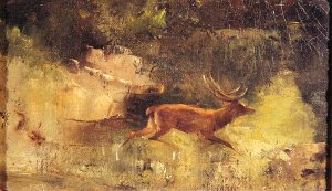 Stag Running through a Wood, c.1865