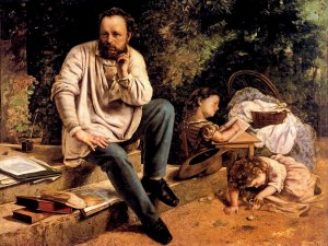 Pierre Joseph Proudhon (1809-65) and his children in 1853, 1865