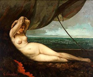 Nude reclining by the sea