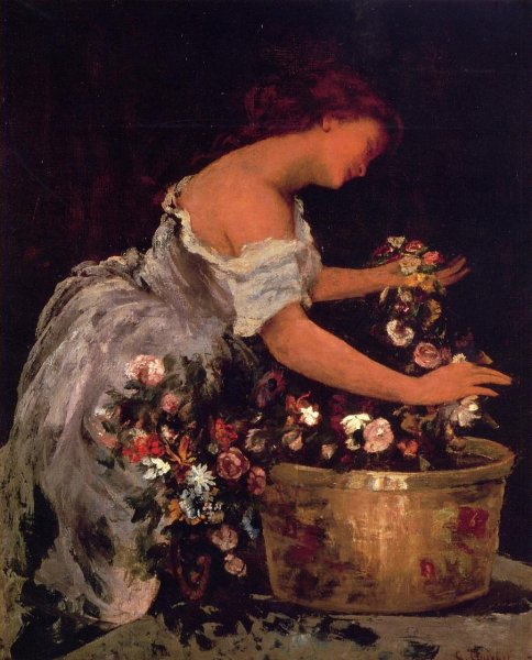 Young Girl Arranging Flowers