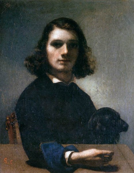 Self-Portrait (Courbet with Black Dog)