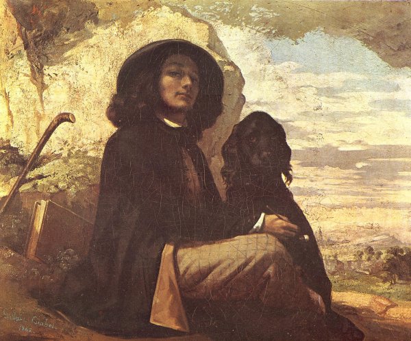 Self Portrait with a Black Dog